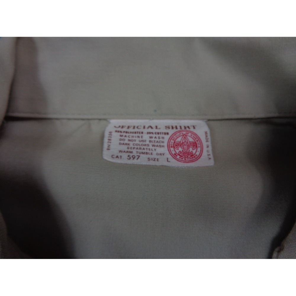 Vintage Boy Scouts of America Shirt Mens L Brown Assistant Scoutmaster Patches - Picture 6 of 14